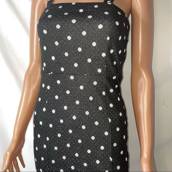 - NEW Forever 21 dress Black/cream polka dot mini dress SZ M form fitting - Picture 4 of 10